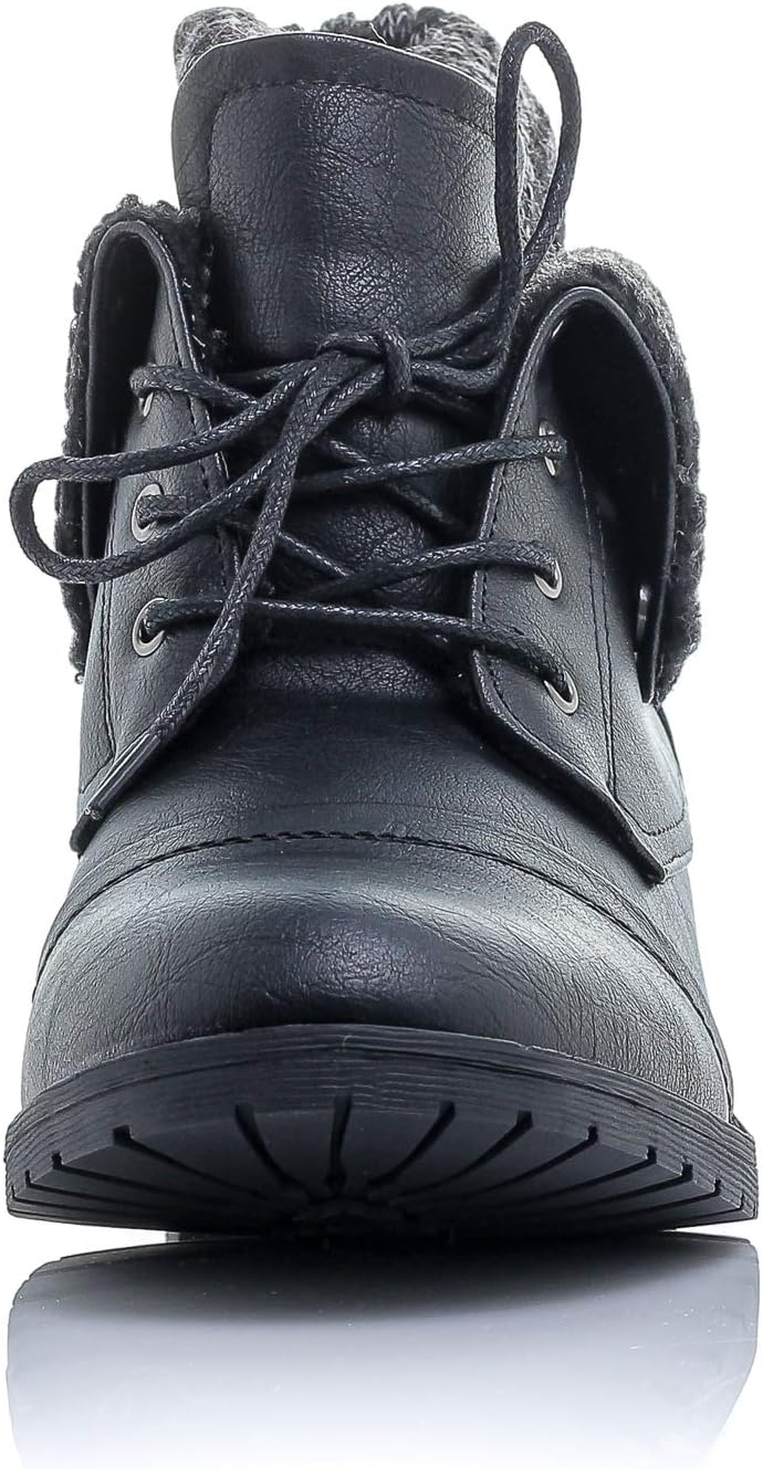 Patty-01 Women's Combat Style Lace Up Ankle Bootie Women's Hiking Boot with Rugged Low Heel