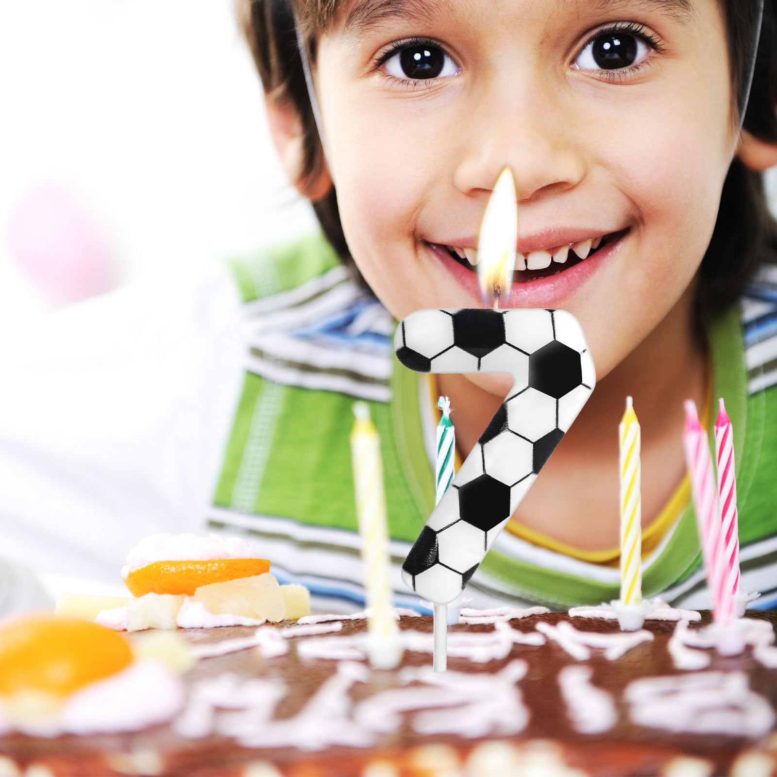 Bougie d'anniversaire numéro 10 thème football pour gâteau