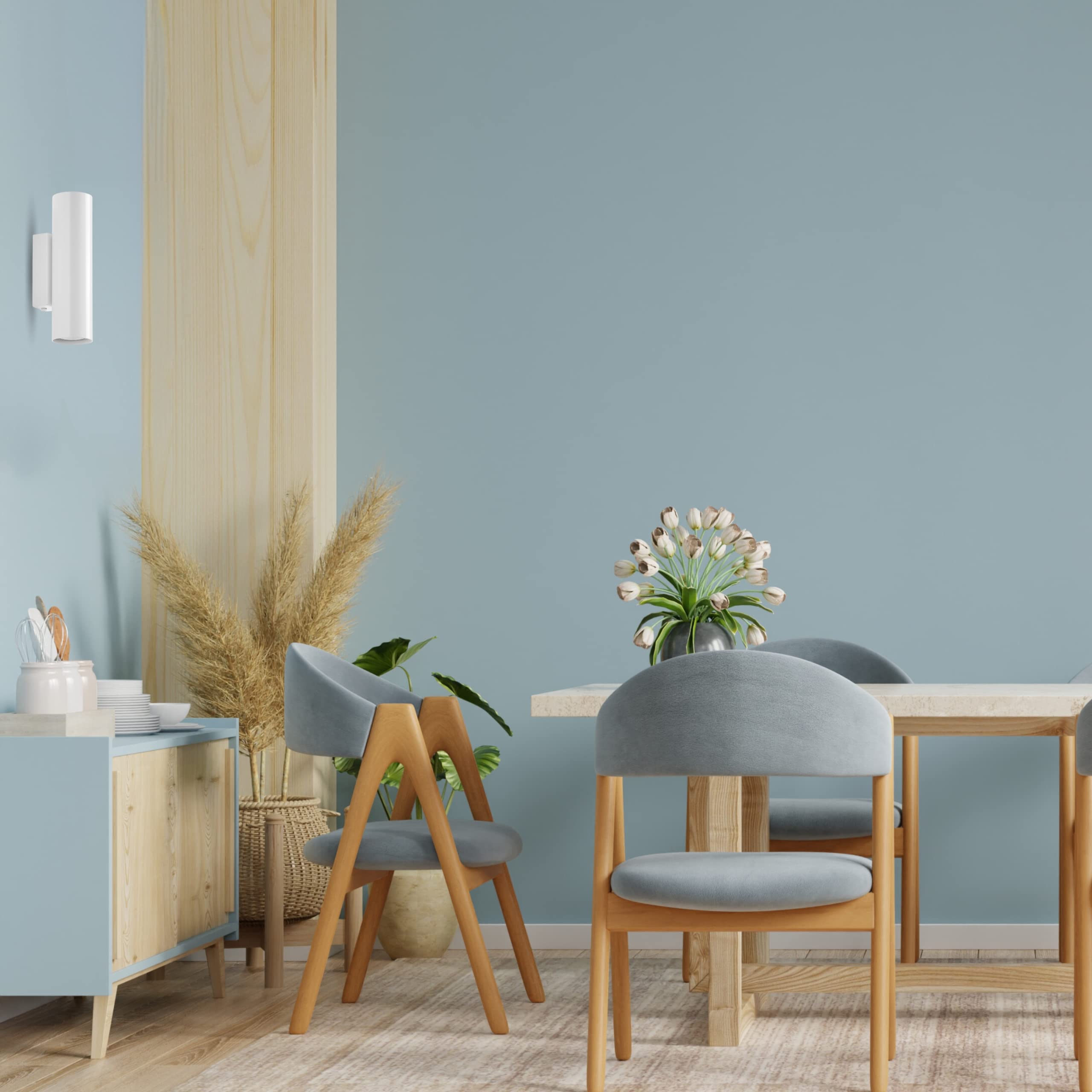 Aplique de pared TANIA blanco 2xGU10 (H.20,2cm). Aplique minimalista y moderno ideal para pasillos, dormitorios, recepciones y salón de estar.