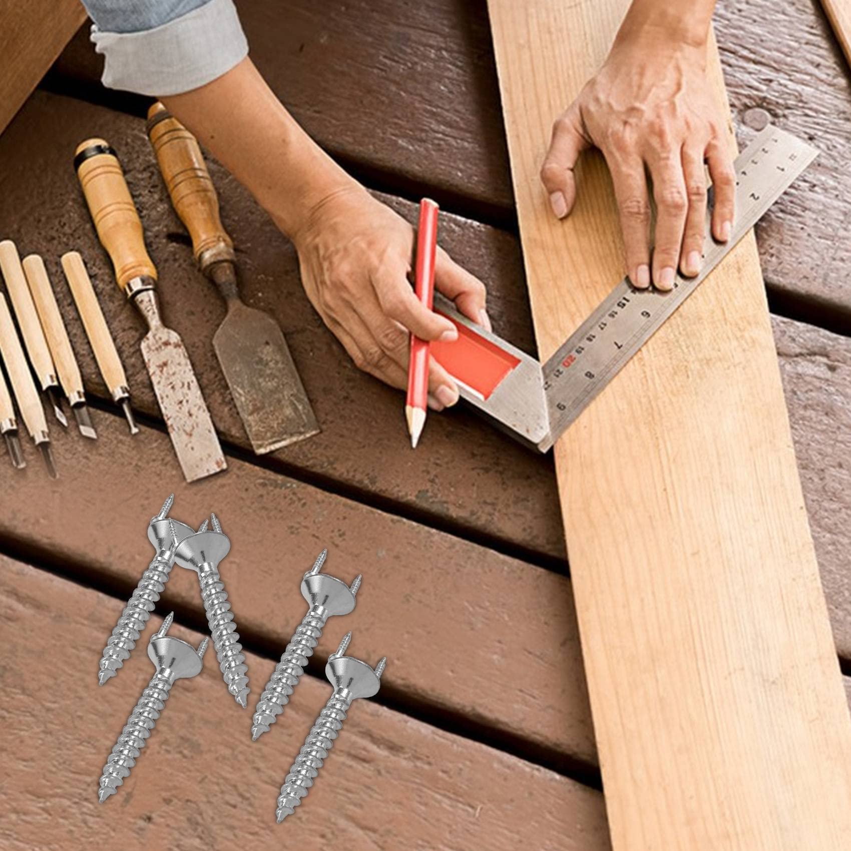 50 Uds. de uñas sin costuras, tornillos de doble cabeza de madera maciza, sin costuras, clavos, línea de pie, tornillos especiales de seguridad para uñas