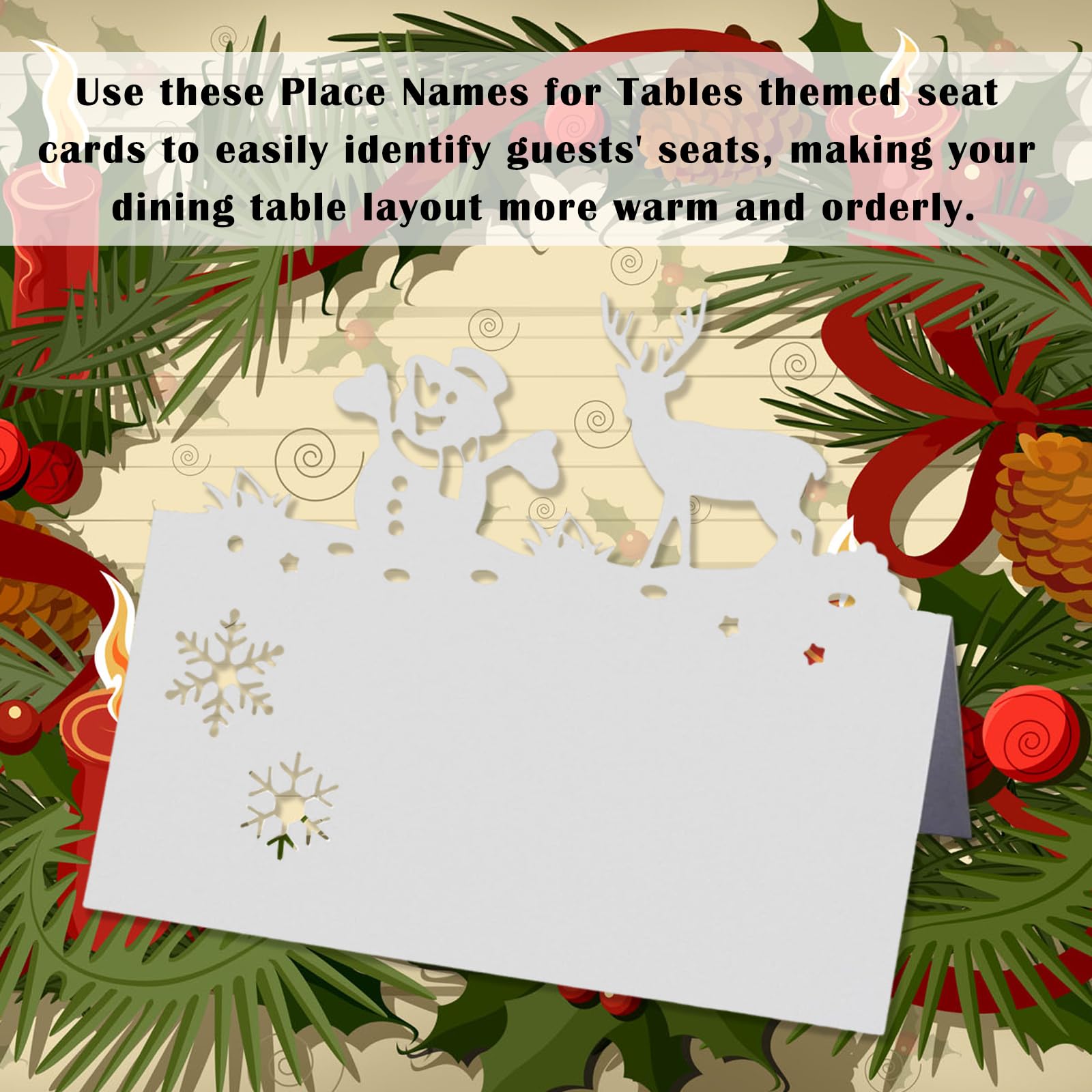 50 Pcs Christmas Place Cards, Place Cards, Christmas Place Cards for Table, Name Place Cards for Table Place Cards Table Name Cards Use for Christmas Party Table Place Name Cards Decoration - Image 4