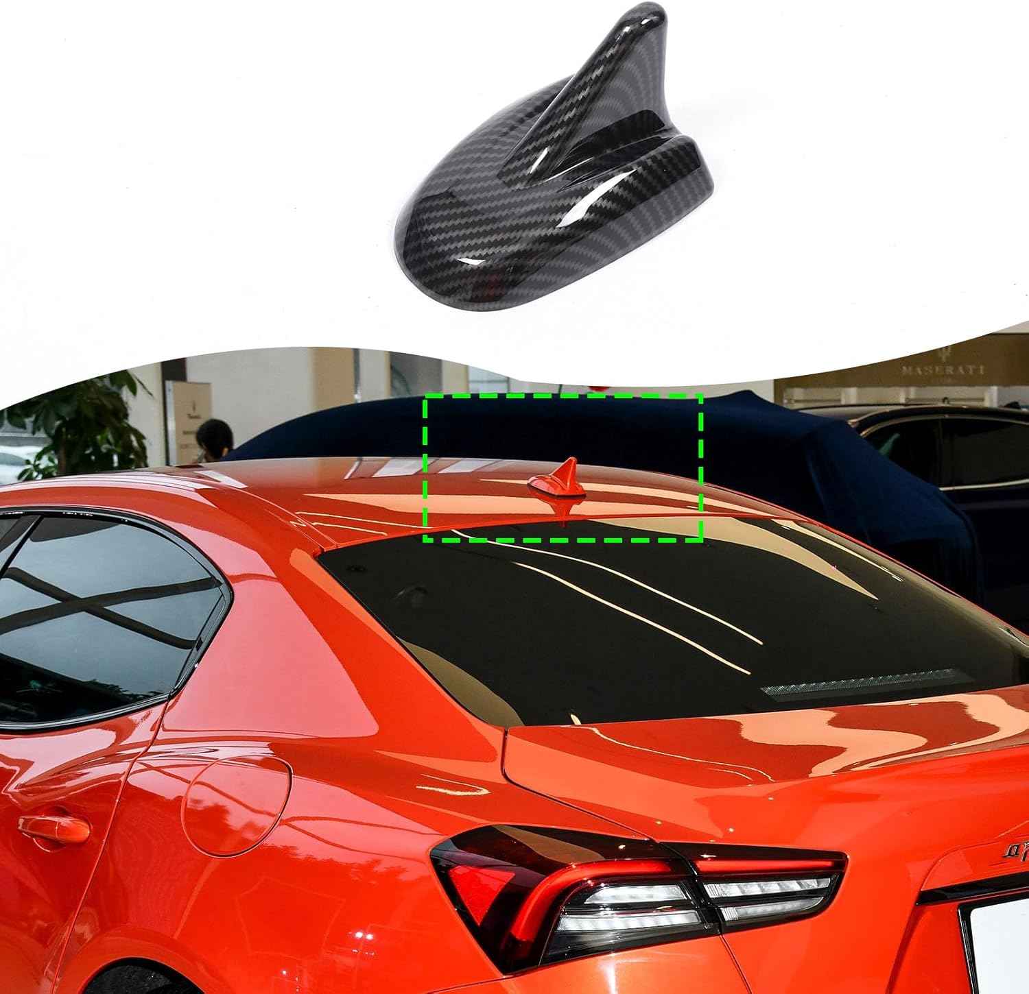 Car Roof Shark Fin Antenna Cover Cap Trim Fit for Maserati Ghibli Quattroporte 2017-2024, Car Exterior Decoration Accessories (Carbon Fiber Pattern)