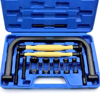 Handook 12-Pc Valve Spring Compressor Kit with Lappers & C-Clamp - For Cars, Motorcycles, ATVs, Small Engines
