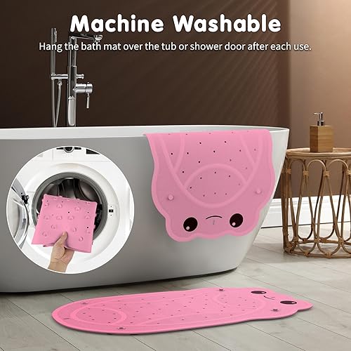 Miniatura 6 de Alfombra de baño antideslizante para niños con goma natural sin olores a plástico, tapete de baño para bebé antideslizante con ventosas fuertes, 30