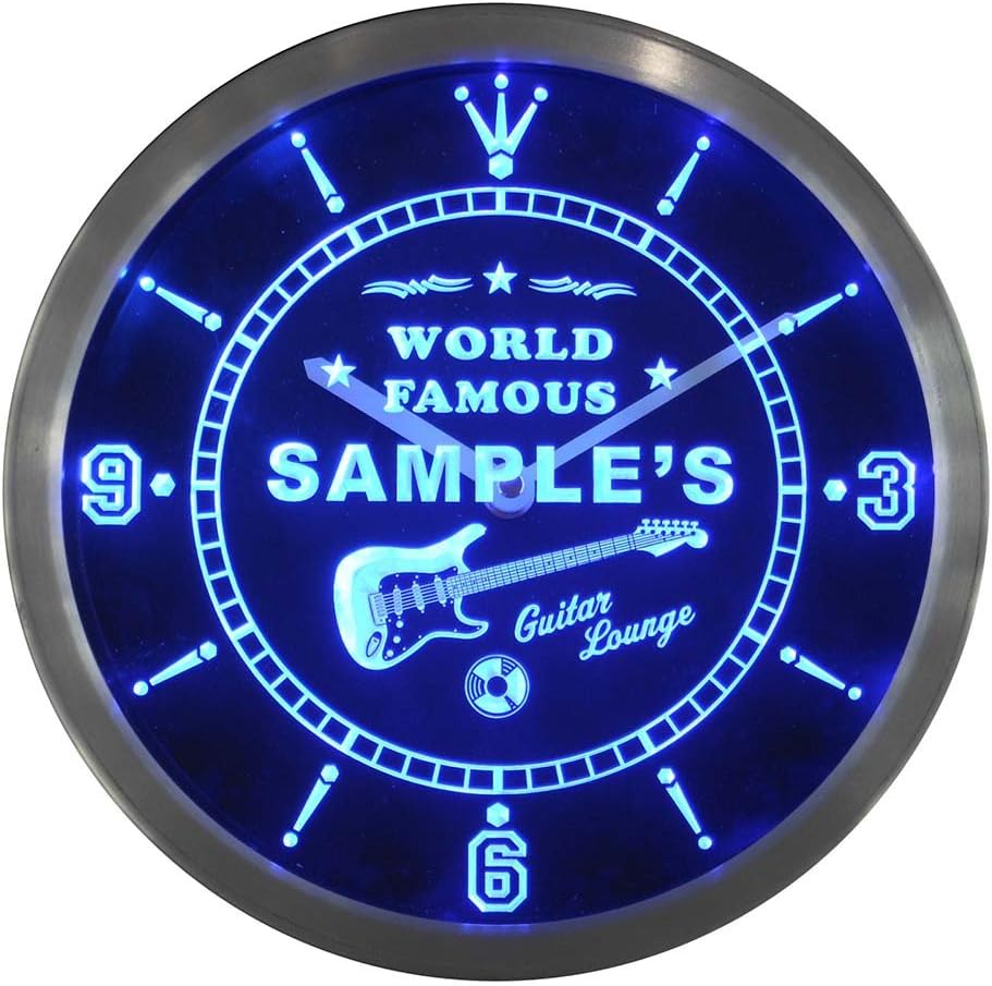 ADVPRO ncpf0441-b JOSH'S Famous Guitar Lounge Beer Pub LED Neon Sign Wall Clock