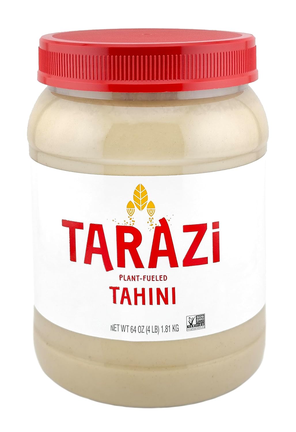 Tarazi Natural Tahini 4 Pound Glass Jar Non-Gmo Gluten-Free No-Preservatives Vegan Kosher Porduct of California