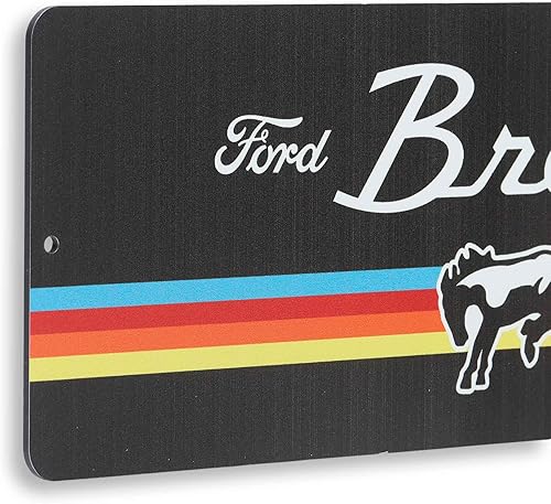 Miniatura 4 de Ford Bronco - Letrero de metal retro a rayas, decoración clásica de pared de Bronco para garaje o cueva de hombre