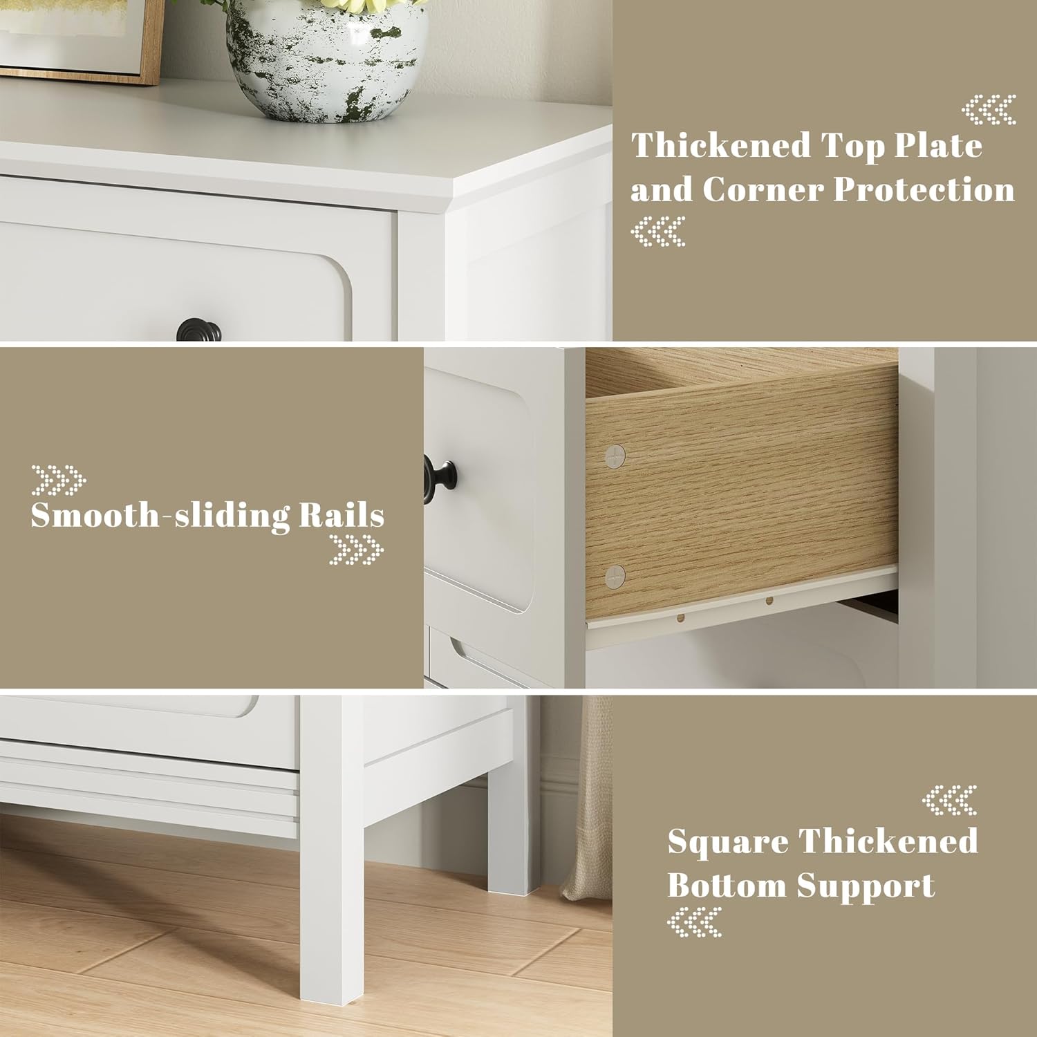 CARPETNAL White Dresser for Bedroom, 55" Wide 8 Drawer Dresser with Metal Handles and Deep Drawers, Modern Large Wood Chest of Drawers for Living Room, Hallway. - Image 6