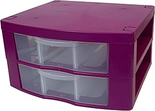 Tools-for-School Locker Drawer. Includes 2 Removable Drawer Dividers. Heavy Duty. Fits 12" Wide Locker (Magenta Double)