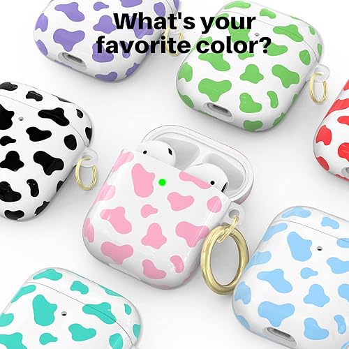 Miniatura 2 de NIUTRENDZ Linda funda con estampado de vaca para AirPods, diseño IMD duro TPU a prueba de golpes LED frontal visible carga inalámbrica Funda