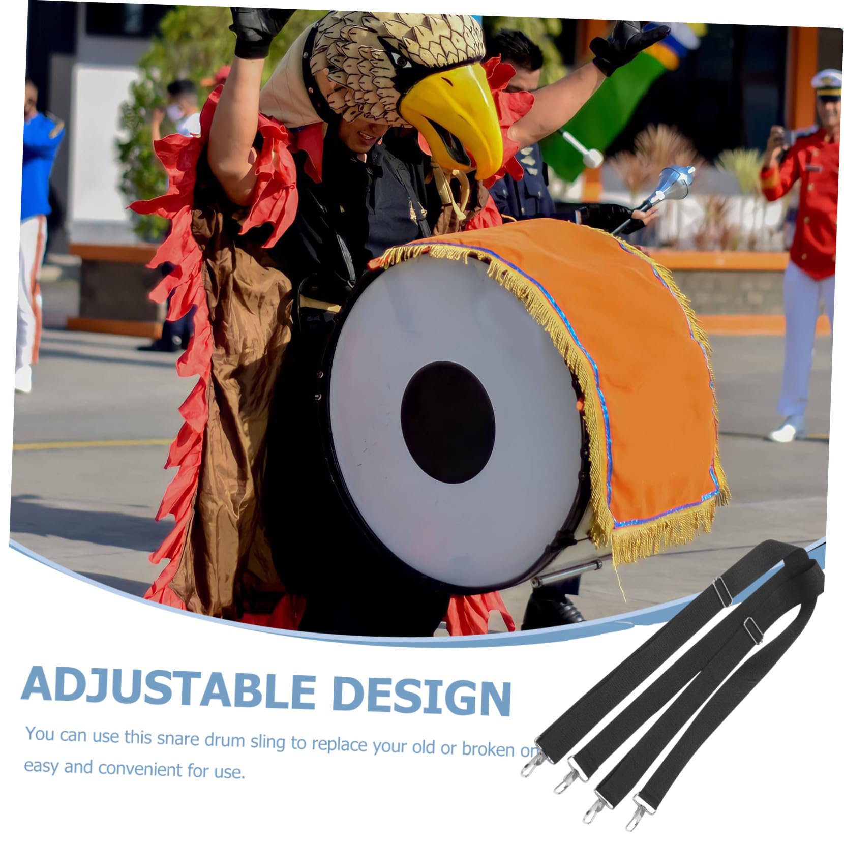 Verstellbarer mit Bequemem Tragegurt Marschtrommel aus Nylon Schultergurt zur Handfreiheit für Snare Drum bei Parade und Performance