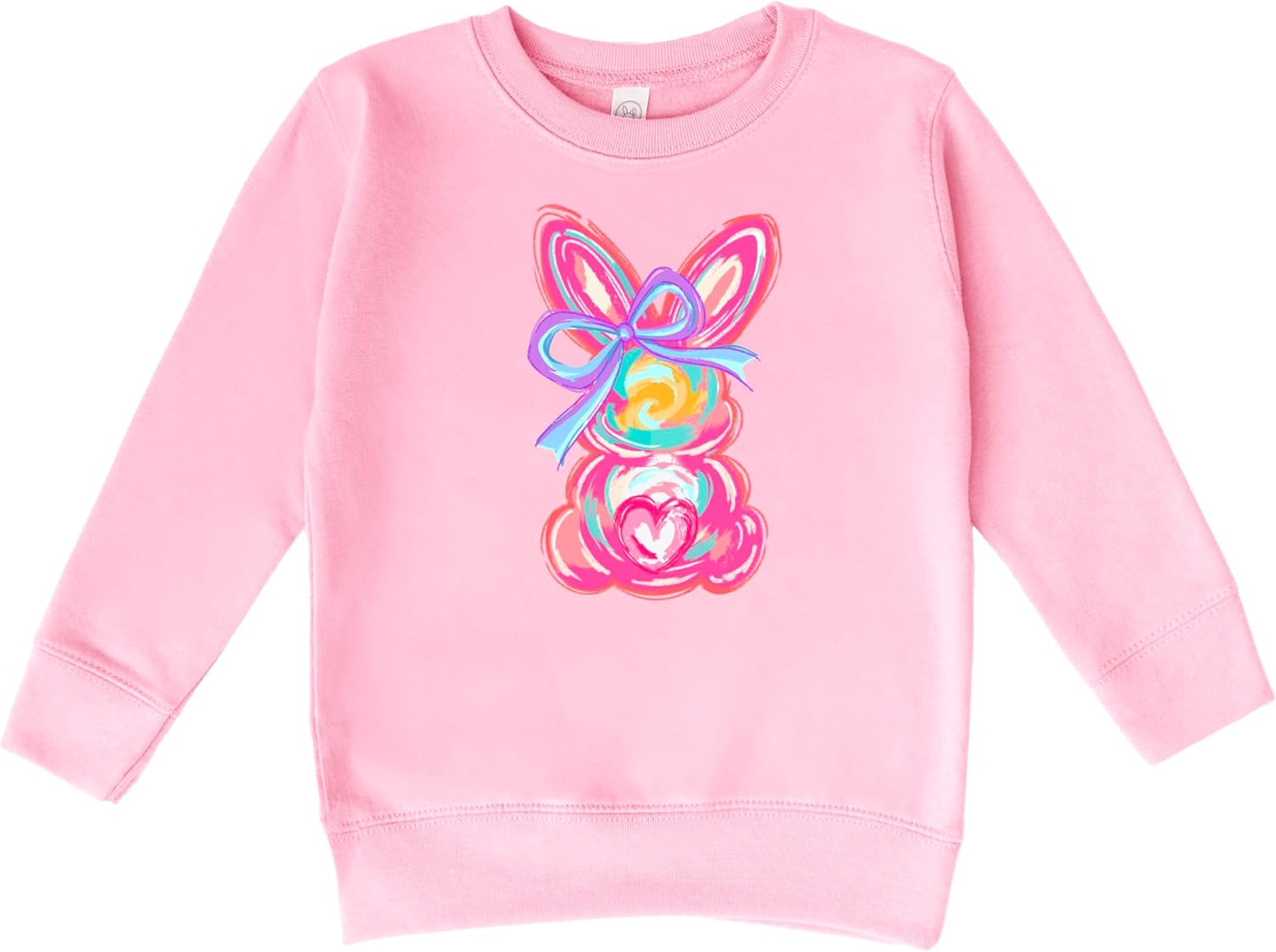 Olive Loves Apple Painted Easter Bunny Sweatshirt for Girls Colorful Coquette Spring Pullover for Kids
