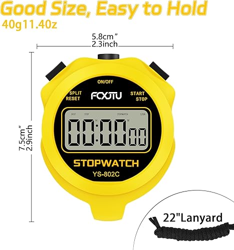 Miniatura 4 de FCXJTU Digital Simple Stopwatch Timer, No Bells, No Alarm, Simple Basic Operation, Silent, Clear Display, ON/Off, Large Display for Swimming Running