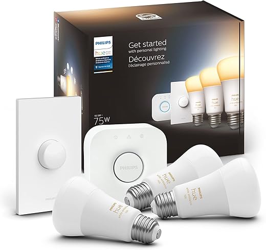 Philips Hue Smart Light Starter Kit - Includes (1) Bridge, (1) Smart...