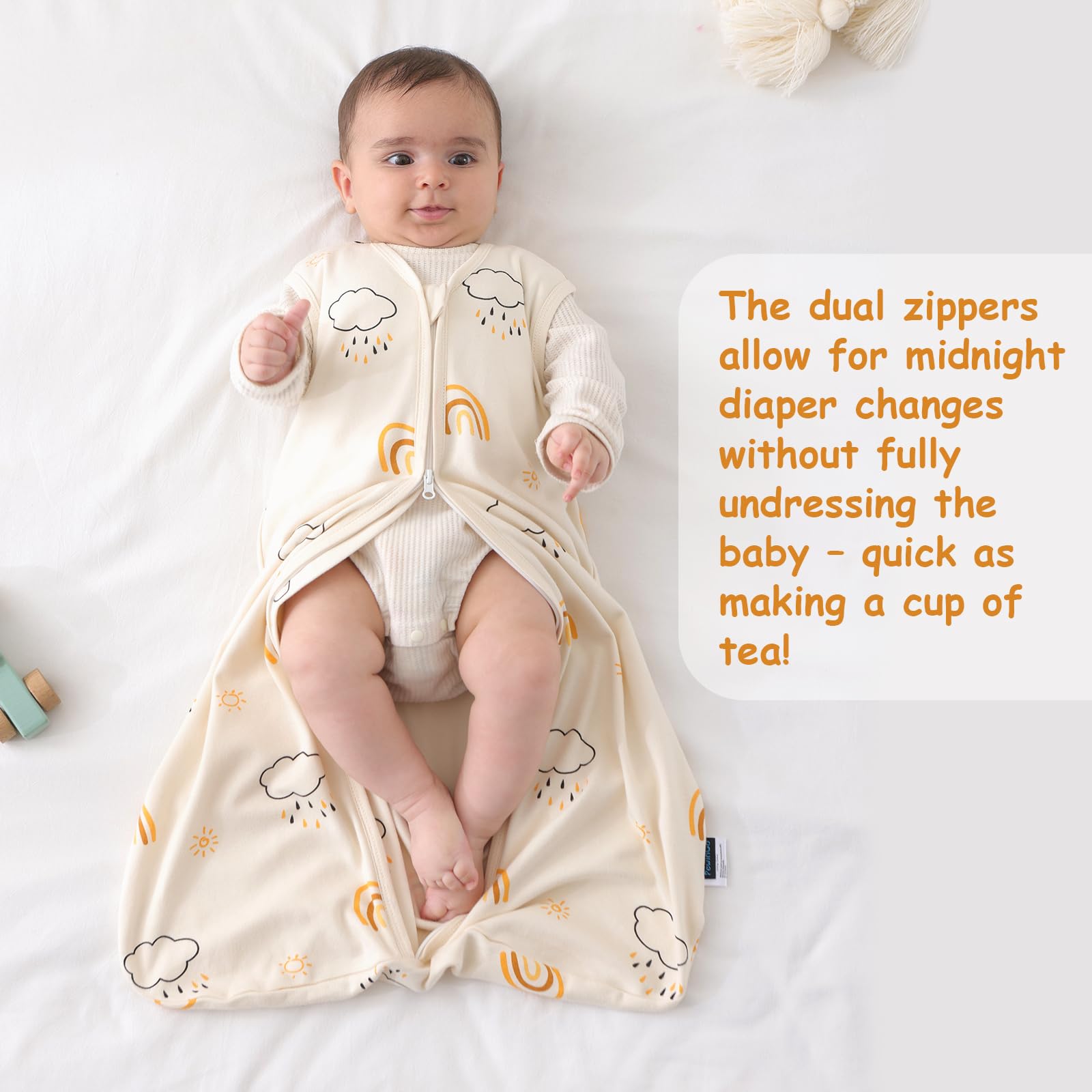 PewinGo Sacco Nanna Neonato 0.5 TOG 0-6 Mesi | 2 Pezzi in Cotone 100% | Coperta Indossabile con Doppia Cerniera | Morbido, Traspirante & Lavabile in Lavatrice