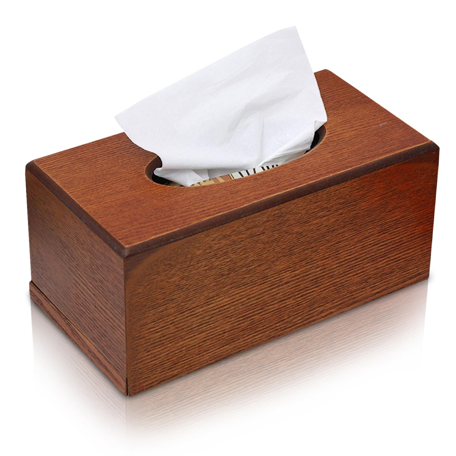 Wooden Tissue Box Cover Rectangular, Tissues Box Holder Facial Paper Container Napkin Holder for Living Room Bedroom Kitchen(Light)