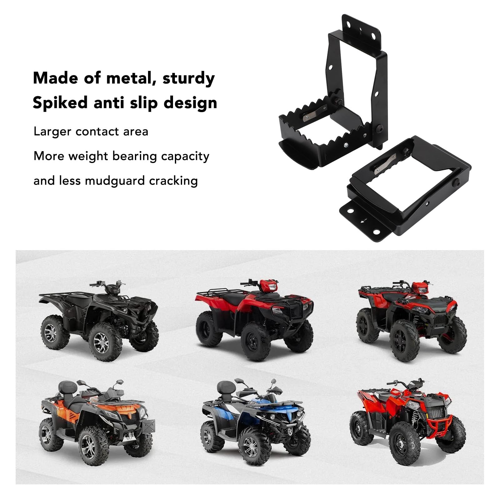 Poggiapiedi Pieghevole Universale Per ATV, In Metallo Antiscivolo, Nero, Con Kit Di Montaggio, Per Sportsman, Grizzly, Foreman