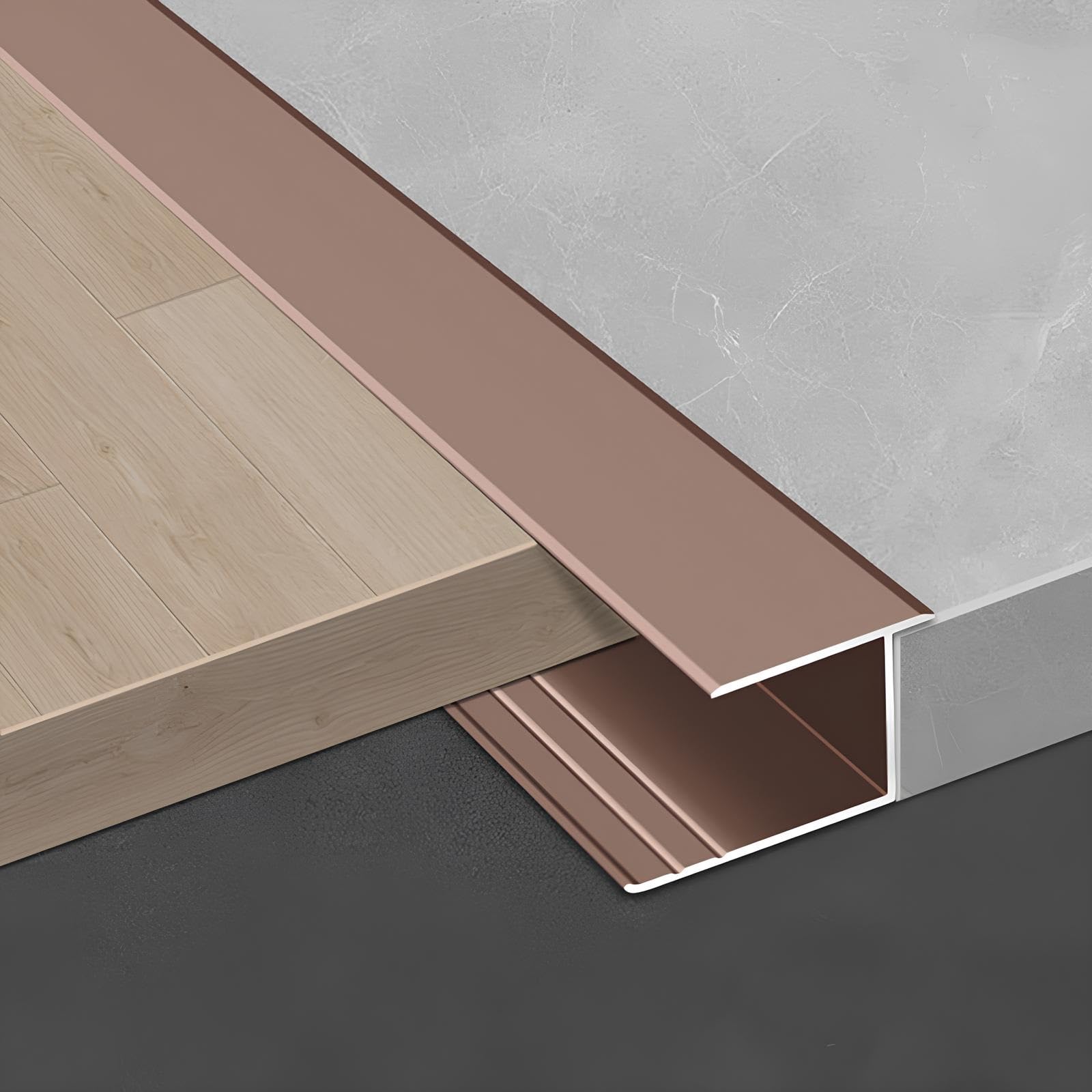 Profilo Terminale Per Pavimento Striscia Di Transizione In Alluminio | Striscia di Rivestimento del Bordo del Copertura di 12/15/18mm Pavimenti(Rose gold,12mmx140cm)