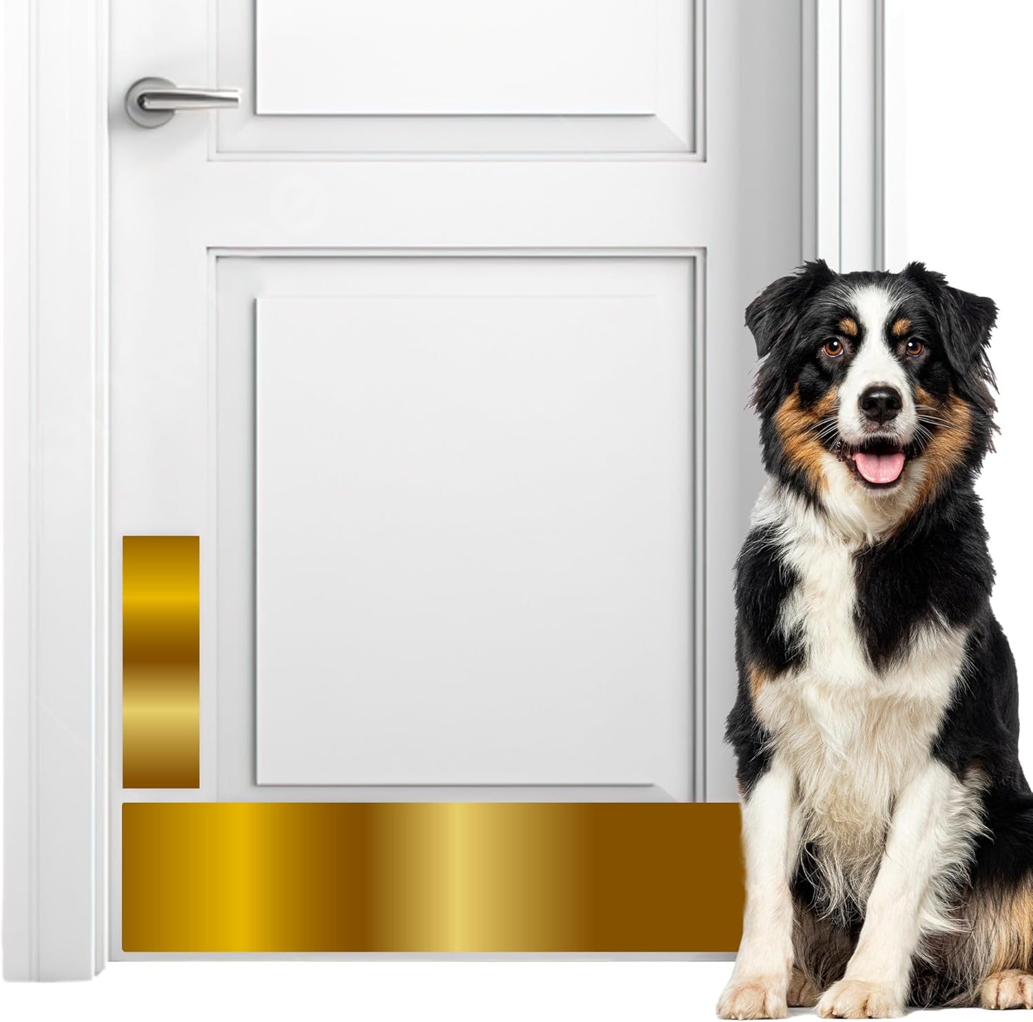 Panther Armor 8x34 Inch Gold Door Kick Plate & 4x12 Inch Door Push Plate Set, 1mm Thick Stainless Steel, Anti-Corrosive Metal Door Protectors for Dog Scratching, Durable Scratch Guards for Doors Gold Kick Plate [8x34in] & Push Plate [4x12in]