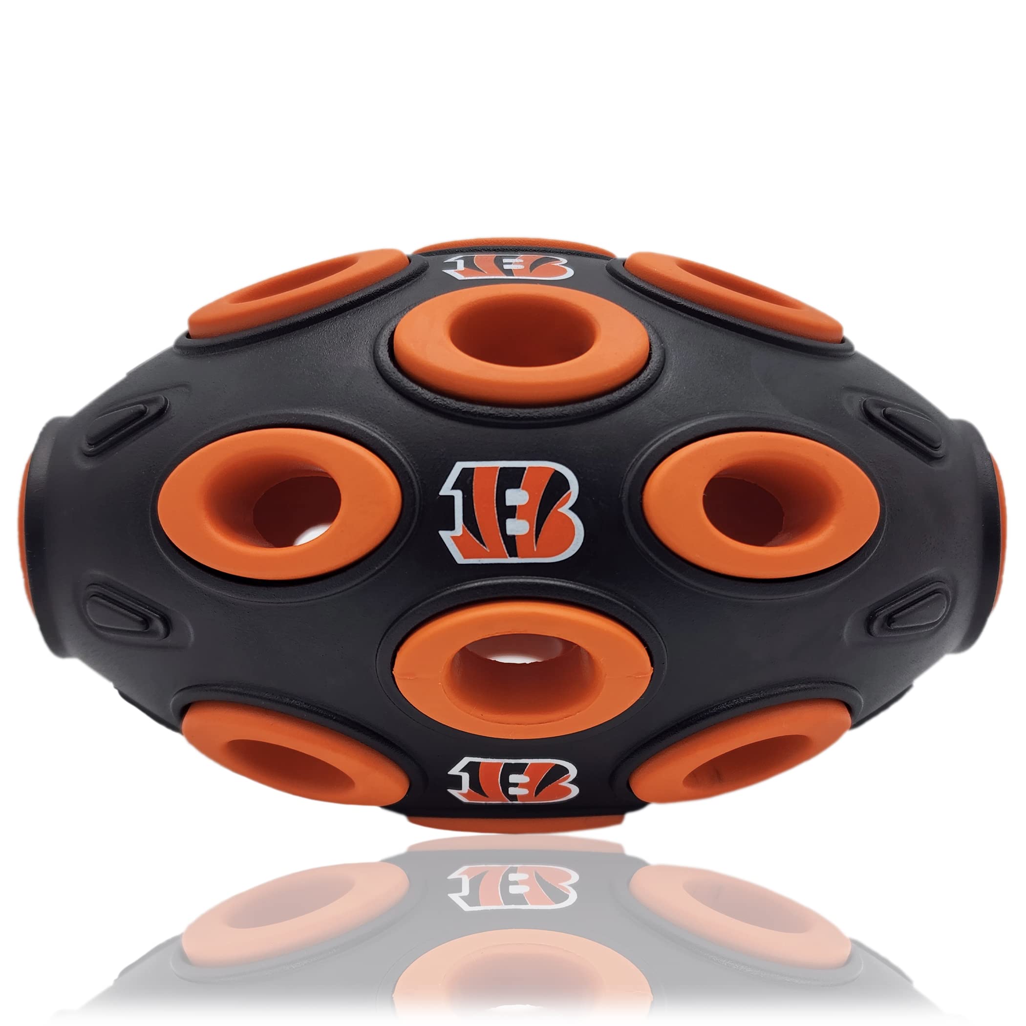 Pets First NFL Cincinnati Bengals Football Treat Dispensing Toy for Dogs and Cats Rubber Ball Dog Toy Interactive