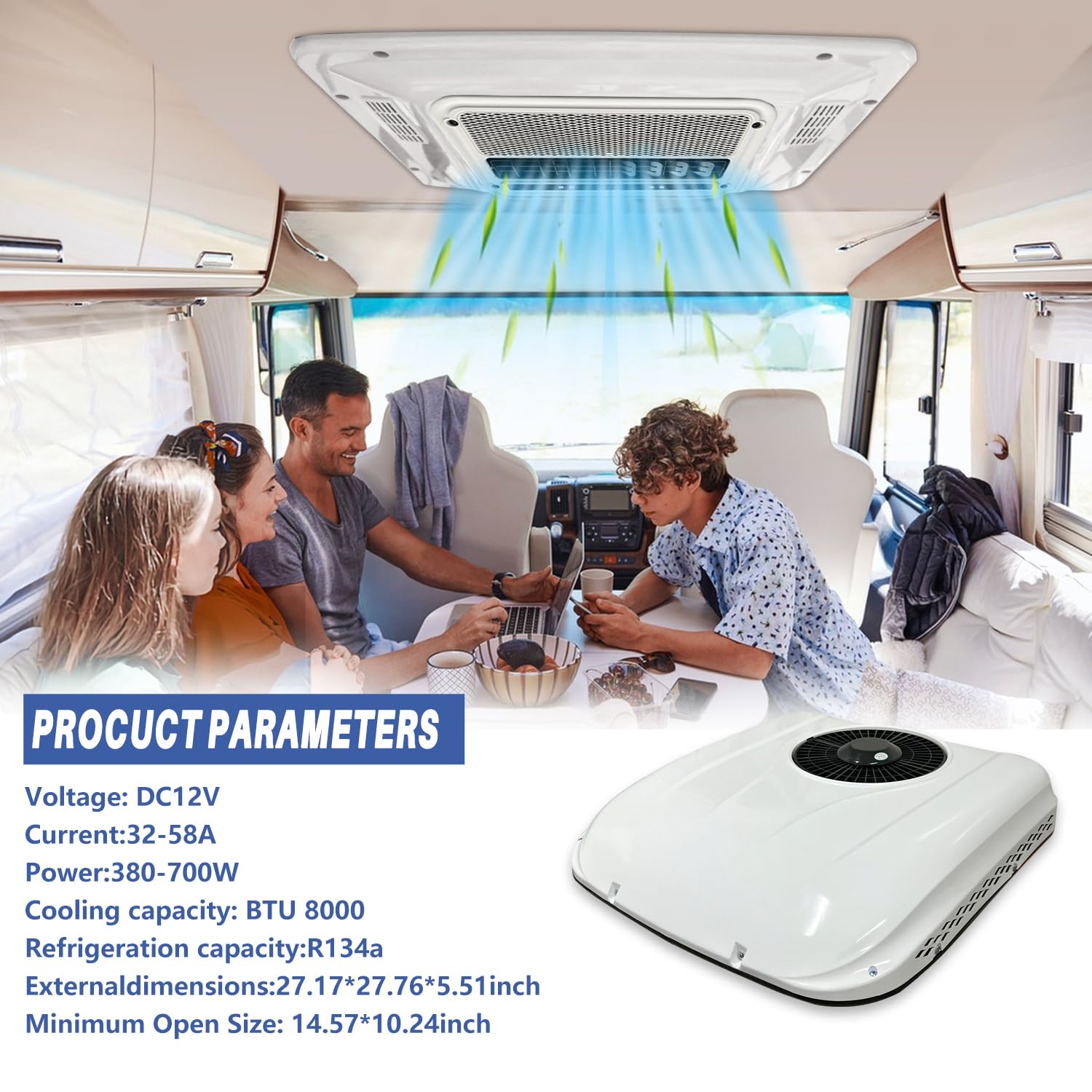 DC 12 V rv klimatyzacja ultradźwiękowa klimatyzacja elektryczna klimatyzacja pasuje do kampera, vana, koparki, pojazdu terenowego, SUV, autobusu, 7000BTU, nowy