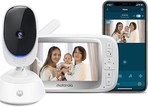 Motorola Connect40 by Hubble - Monitor de video conectado para bebés, unidad de padres de 5 pulgadas y visualización HD Wi-Fi para bebés, ancianos,