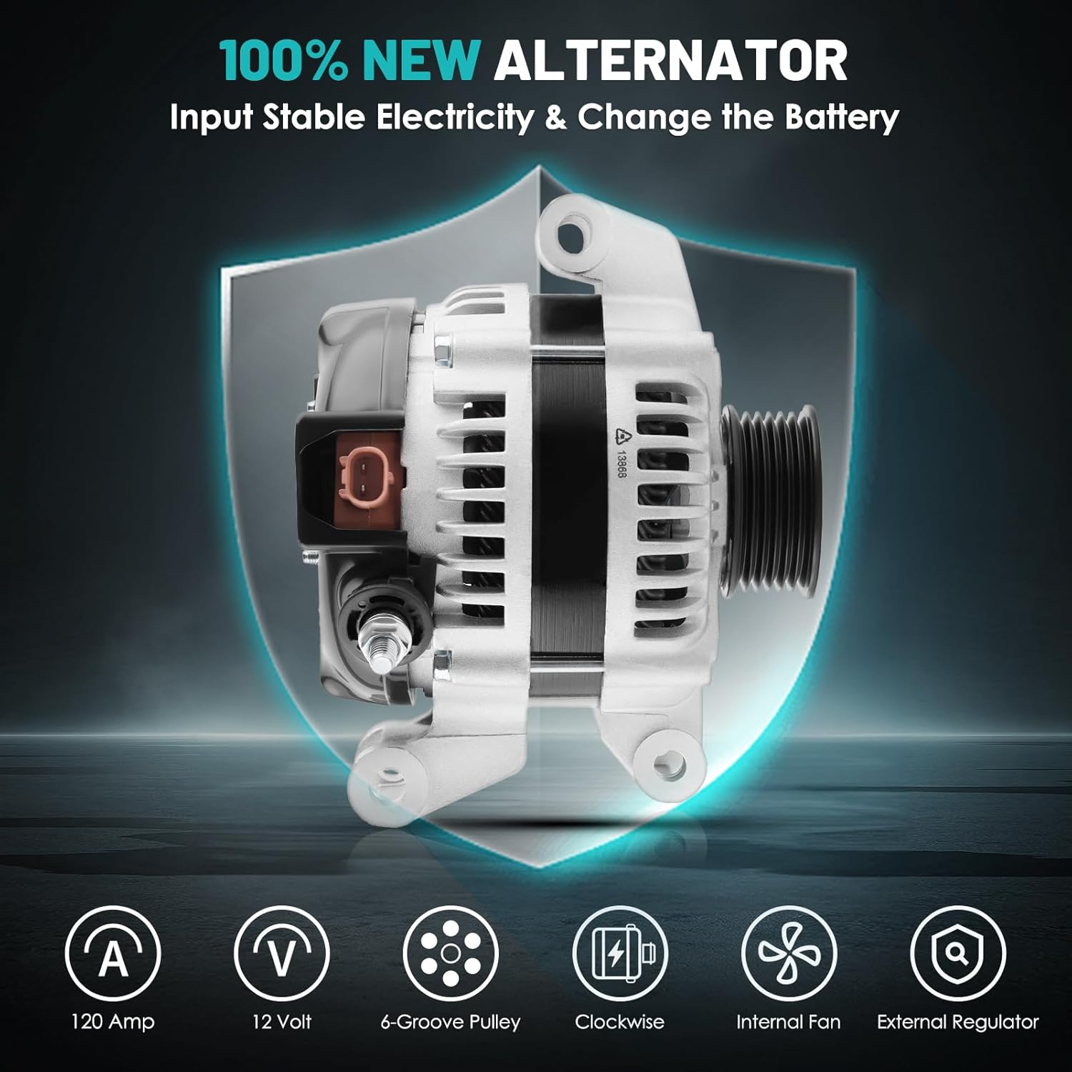 13868 Car Alternators 120A Fit for Dodge Stratus L4 2.4L, for Chrysler Sebring 2001-2006 V6 2.7L Automotive Replacement Alternators 421000-0740, 4606755AA, 4606755AD, 421000-0230, 04606755AC