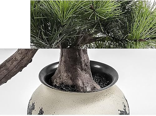 Miniatura 3 de UNNS Bonsái pequeño árbol artificial bonsái simulado maceta de pino de bienvenida florero chino de silicona simulada plantas verdes de piedras