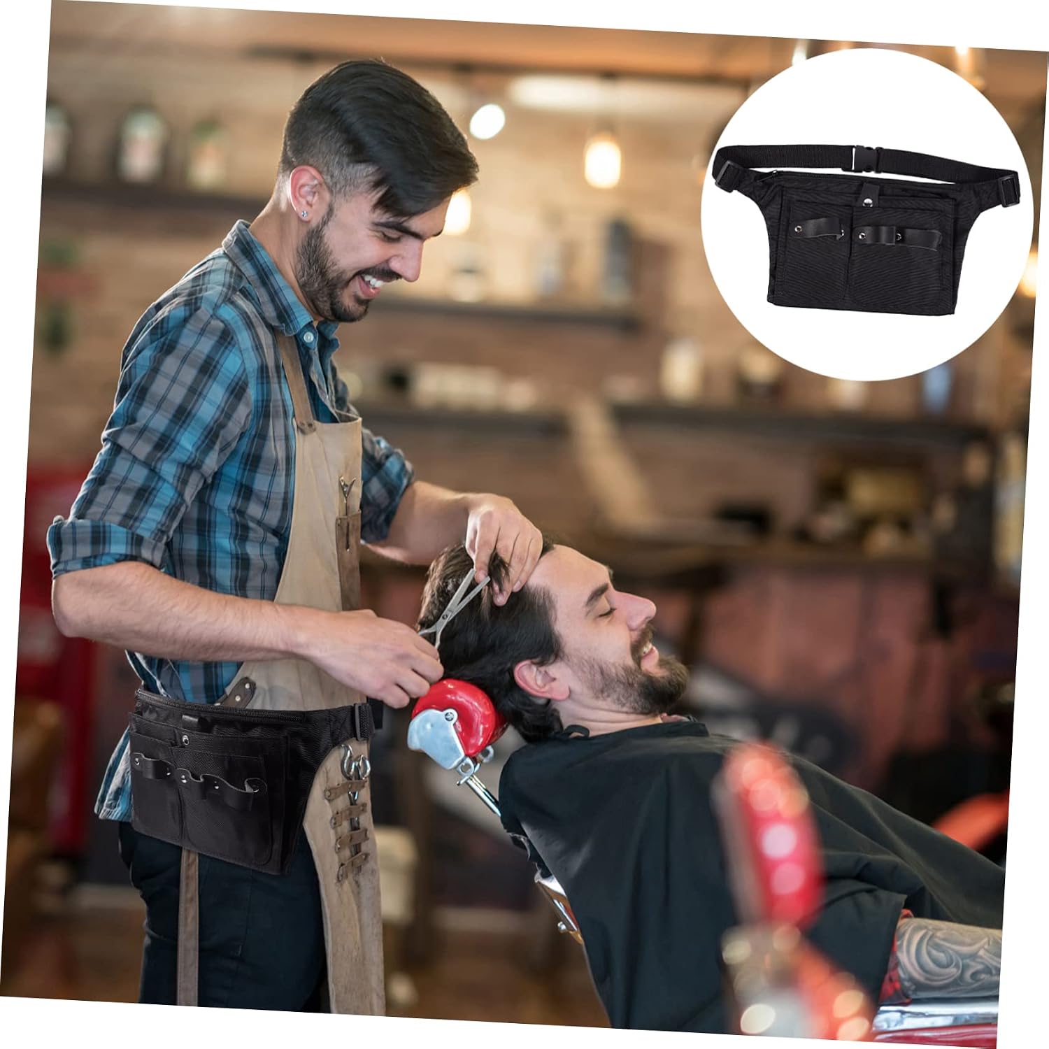 CALLARON Hairdressing Scissors Waist Bag Hair Stylist Tool Storage Case Barber Scissors Pouch Adjustable Belt Professional Hair Salon Supplies Sturdy and Waterproof Design