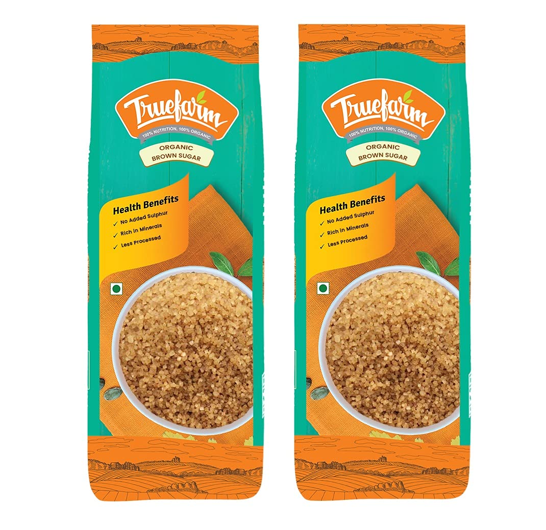 Truefarm Organic Brown Sugar | 100% Natural, Raw & Sulphur Free | Healthy Substitute for White Sugar | Processed from Sugar Cane | Sweetener for Tea & Coffee | Pack of 2 (500g each) (B0848SGWVM) Amazon Price History, Amazon Price Tracker