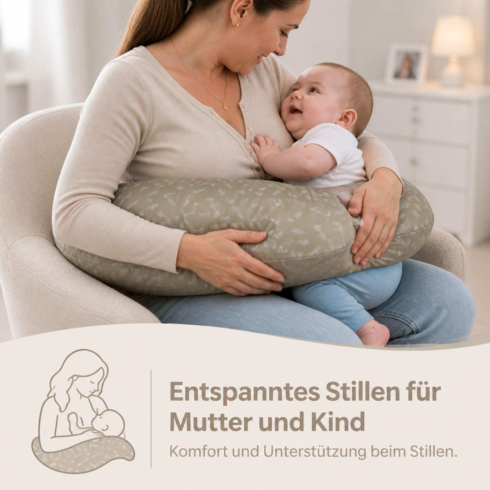 Set Theraline Stillkissen Yinnie & Spucktuch Blaubär | Schmuse- und Lesekissen 135 cm x 35 cm | Bauchstützkissen mit sandfeinen Perlen | Schmusekissen inkl. Außenbezug