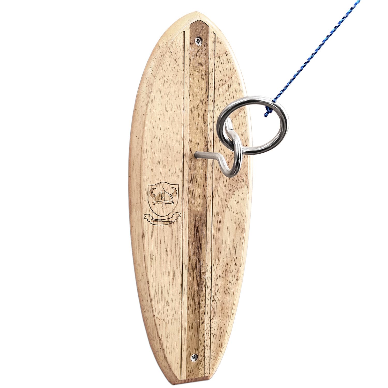 Hook and Ring Toss Game Swing Game DIY Kit -Stainless Steel Ring, Polyester Rope and Hardware (Surfboard L)