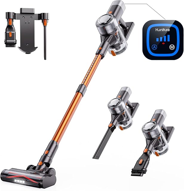 HONITURE S11 Cordless Vacuum Cleaner 33KPa Powerful Stick Vacuum Cleaner, Touch Display, 45 Mins, Wall Mounted Charging, 4 in 1 Lightweight Handheld Cordless Vacuum for Hard Floor Pet Hair Carpet