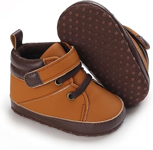 SOFMUO Zapatos deportivos para bebés, niños y niñas, de piel sintética, antideslizantes, suela de goma suave, botines de vestir para niños pequeños