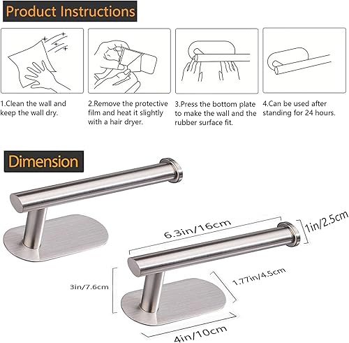 Miniatura 7 de Soporte de papel higiénico autoadhesivo, soporte de pared para baño, tira de comando de acero inoxidable SUS 304, soporte para rollo de papel Níquel