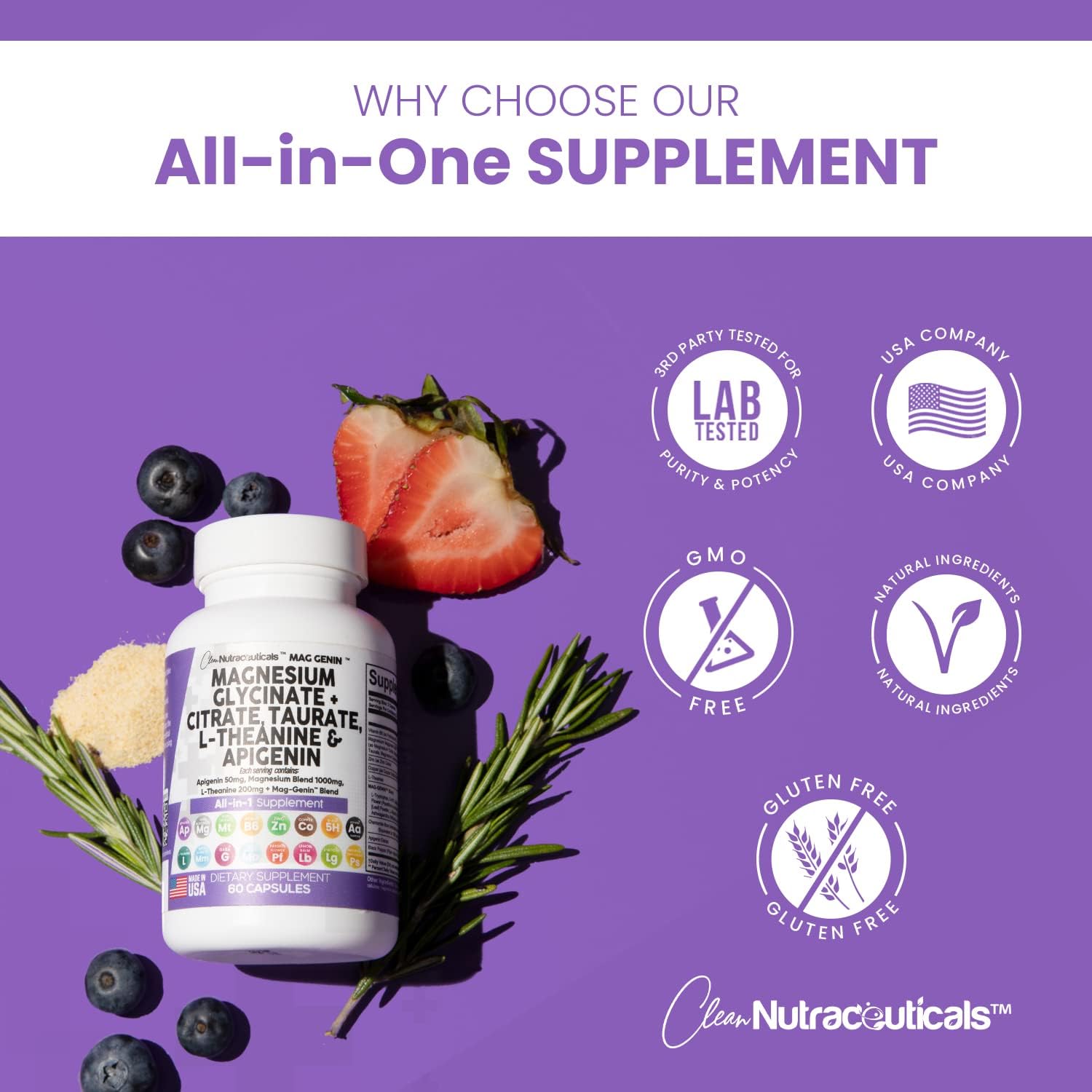 Buy Magnesium Glycinate Complex 1000mg with LTheanine 200mg Apigenin