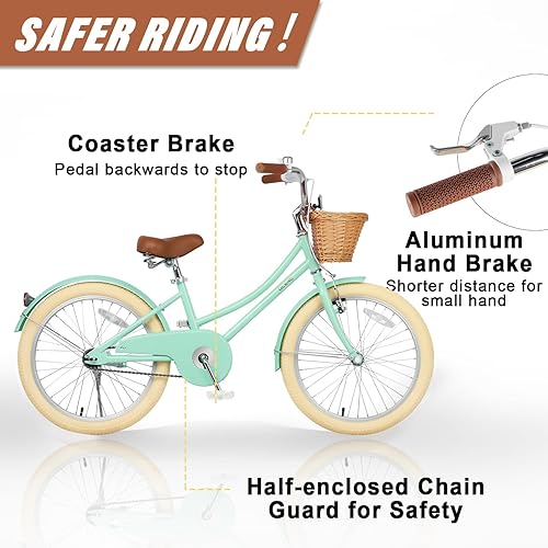 Miniatura 3 de Glerc Little Molly - Bicicleta para niños de 12 a 20 pulgadas, bicicleta retro Cruiser para niñas y niños de 2 a 13 años, bicicleta para niños con