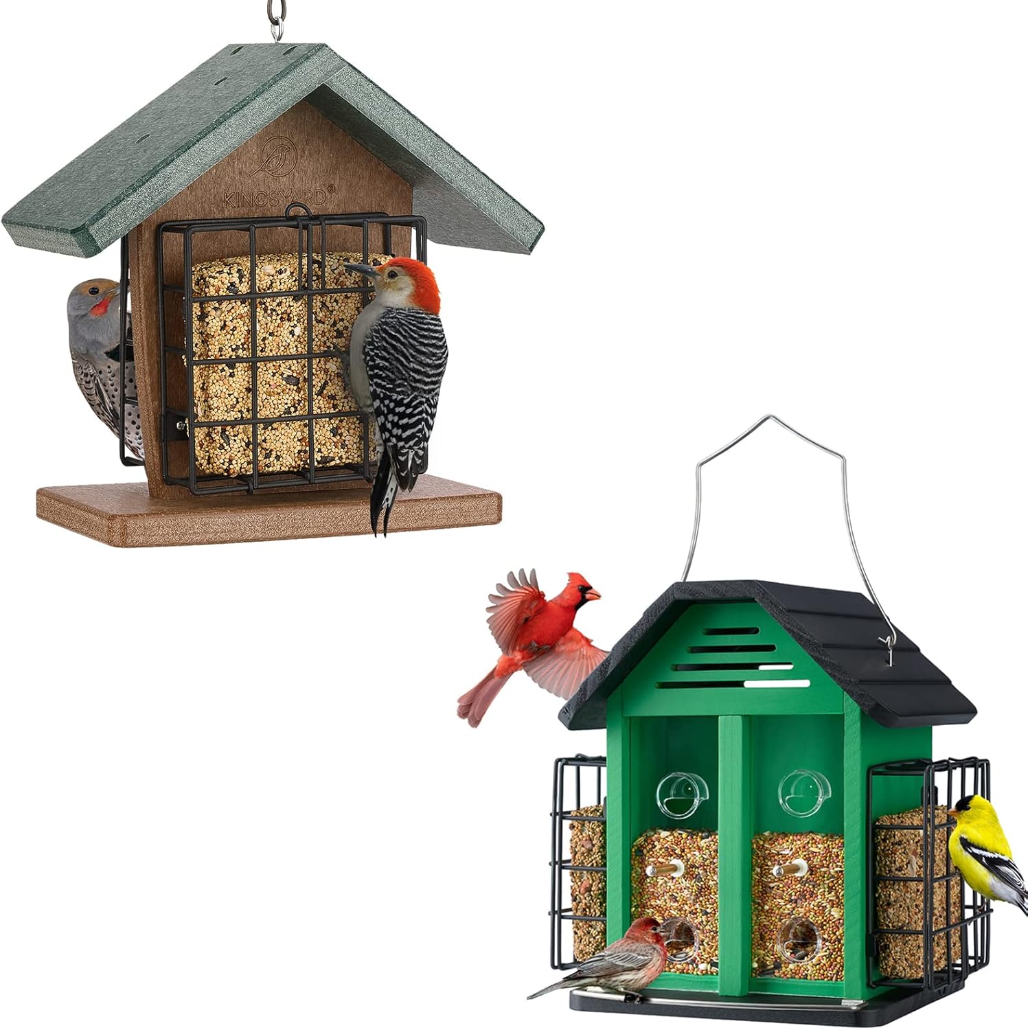 Kingsyard Recycled Plastic Double Suet Bird Feeder + Wild