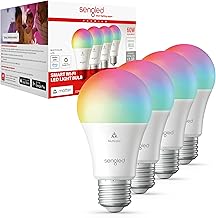 Sengled Smart Bulb, Matter-Enabled, Led Light Bulbs That Compatible with Alexa, Multicolor, A19 60W Equivalent, 800LM, 2.4 GHz Wi-Fi, 4-Pack