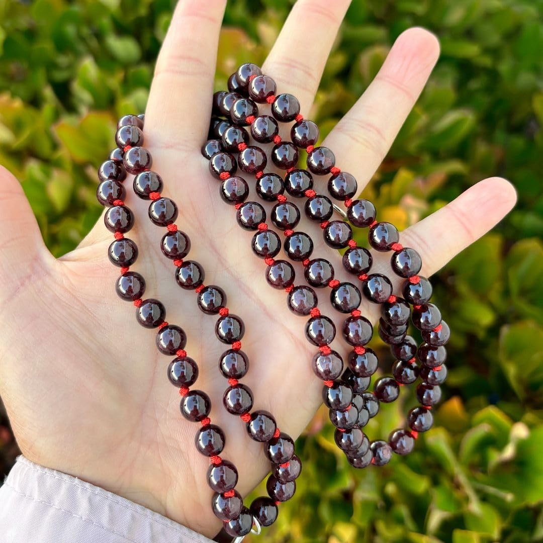Adabele Premium 108 Mala Beads Malas Necklace - Natural Healing Gemstone Tibetan Buddhist Japa Prayer Meditation Reiki Chakra Stone Quartz Rock Women Men Jewelry