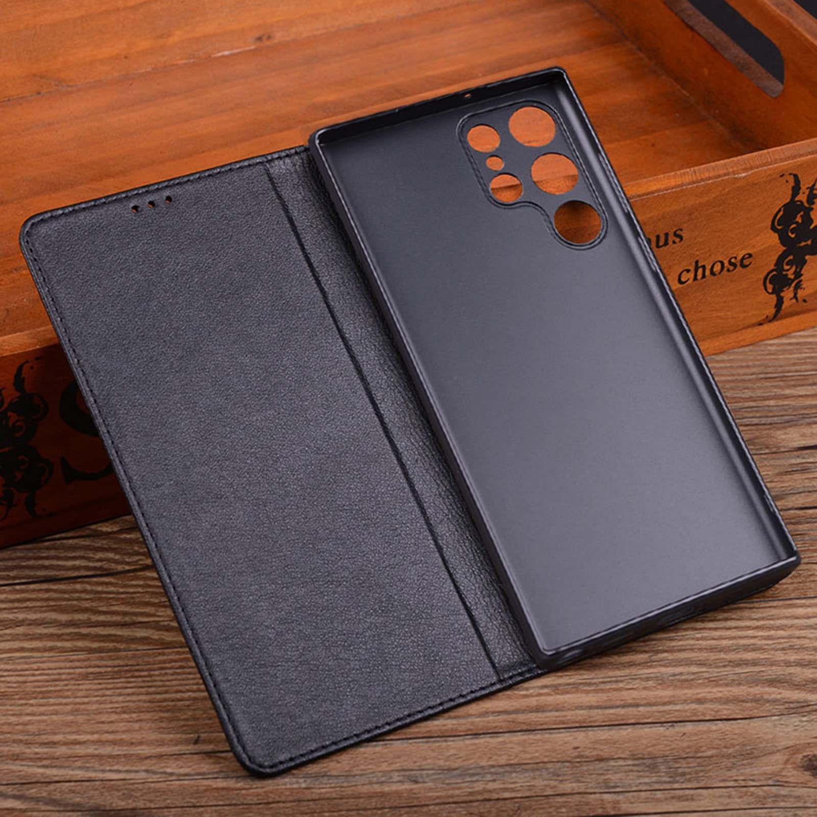 Etui do Samsung Galaxy S22/S22 Plus/S22 Ultra, wysokiej jakości skóra bydlęca, prawdziwa skóra, z klapką, stojak, etui na telefon z odporną na zarysowania, miękką wyściółką z mikrofibry, szare, S22 Ultra 6,8"