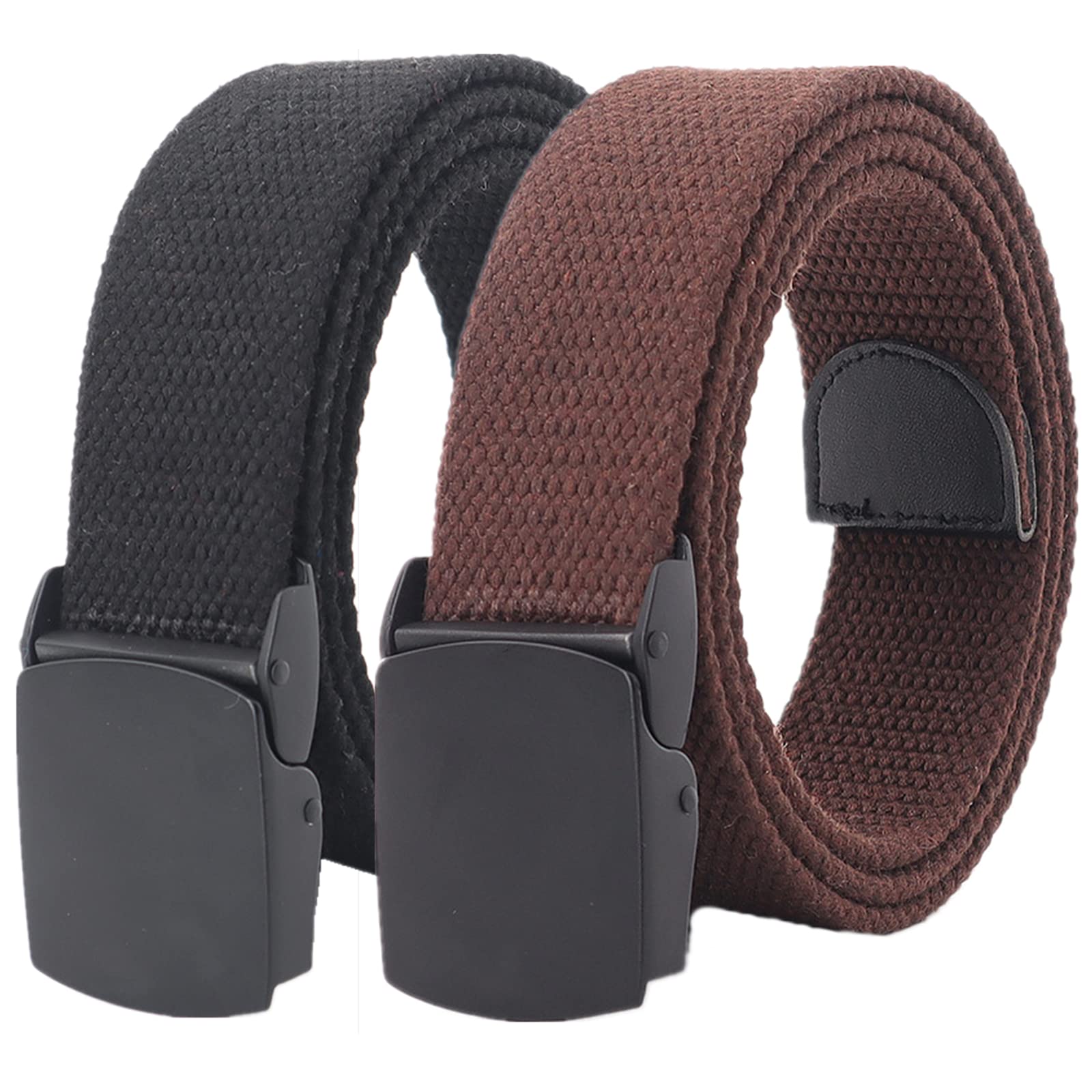 Cinturones de trabajo para hombre, Cinturones for hombres y mujeres, cinturón táctico militar resistente de liberación rápida, hebilla de aleación negra, cinturón de lona de algodón(Black and Coffee,1