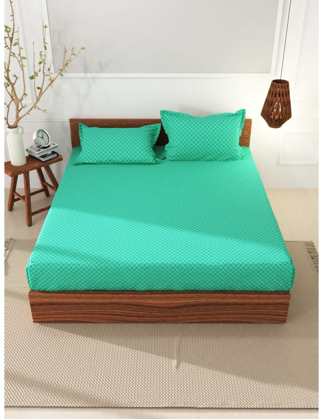 Buy BIANCA 144TC Soft 100 Natural Cotton XL King Fitted Bedsheet with