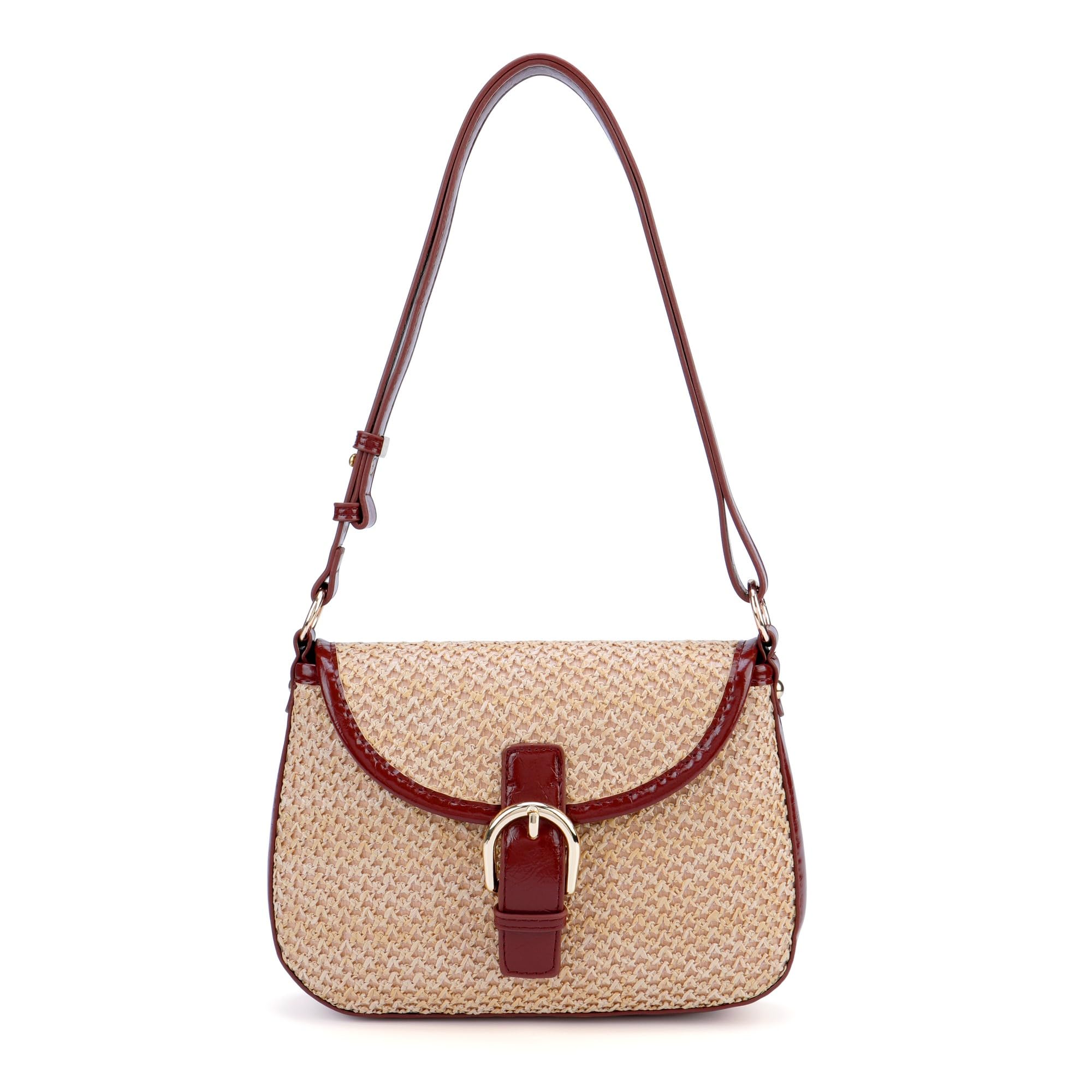 CHIC DIARY Woven Straw Crossbody Purse - Beach Shoulder Bag With PU Leather Strap | Summer Hobo Handbag For Vacation