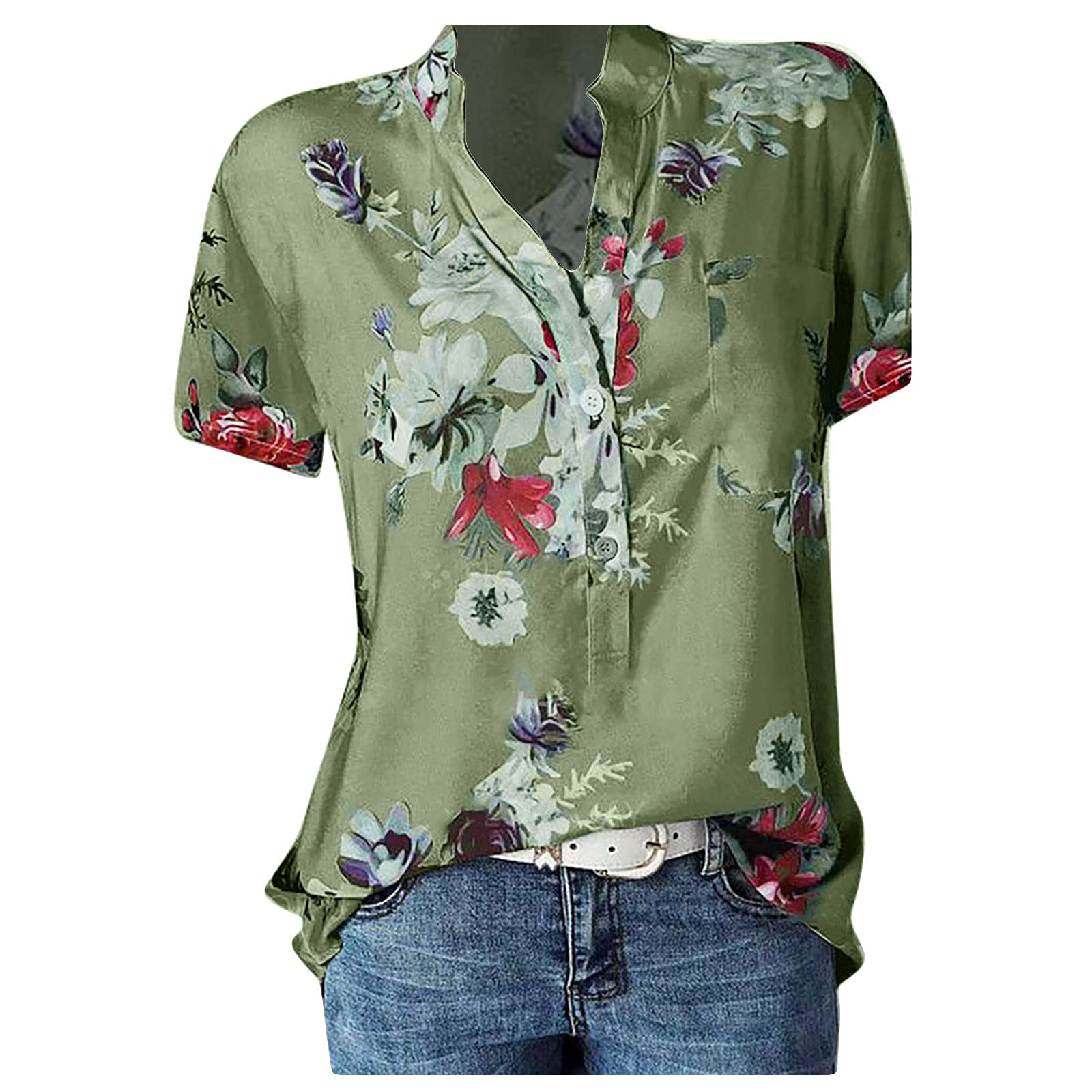 Summer Outfits for Women 2023 Short Sleeve Plus Size Going Out Shirts Trendy Blouses Tunic Vintage Western Tops
