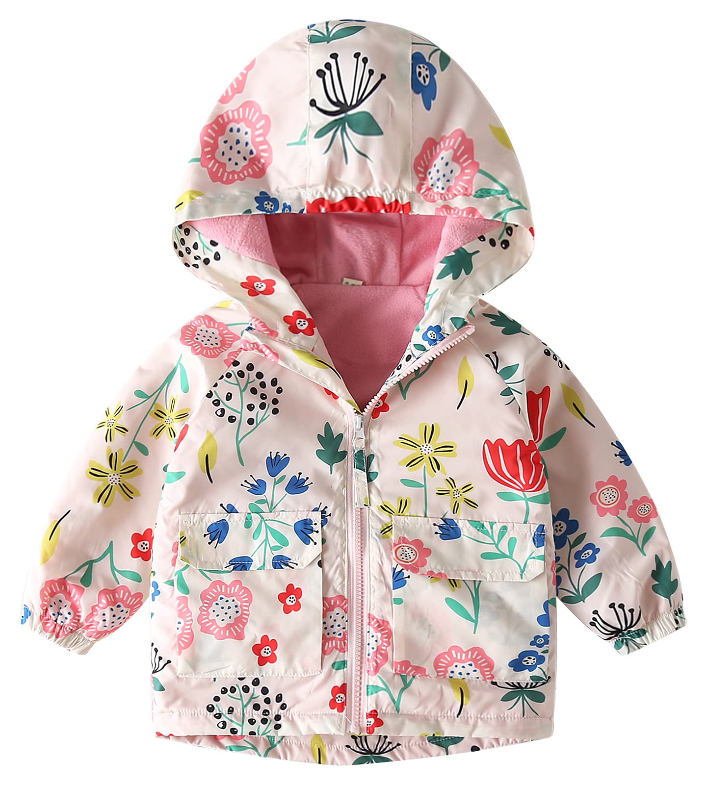 Happy Cherry Kids Boys Girls Fleece Lined Windbreaker Jacket Fashion Prints Hoodie for Fall Winter