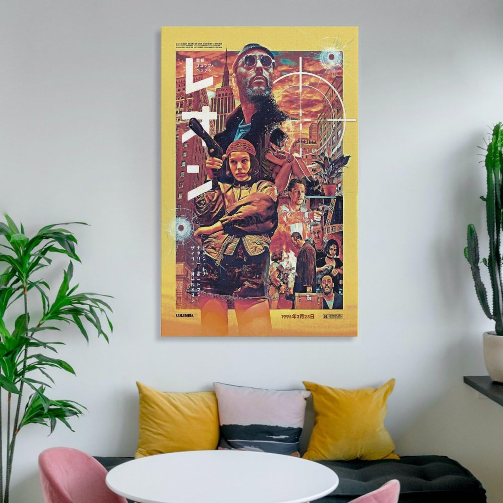 No.288フレーム付きキャンバスアート　映画ポスター　LEON インテリア絵画 Amazon.co.jp: 映画ポスター レオン キャンバスアートポスターと
