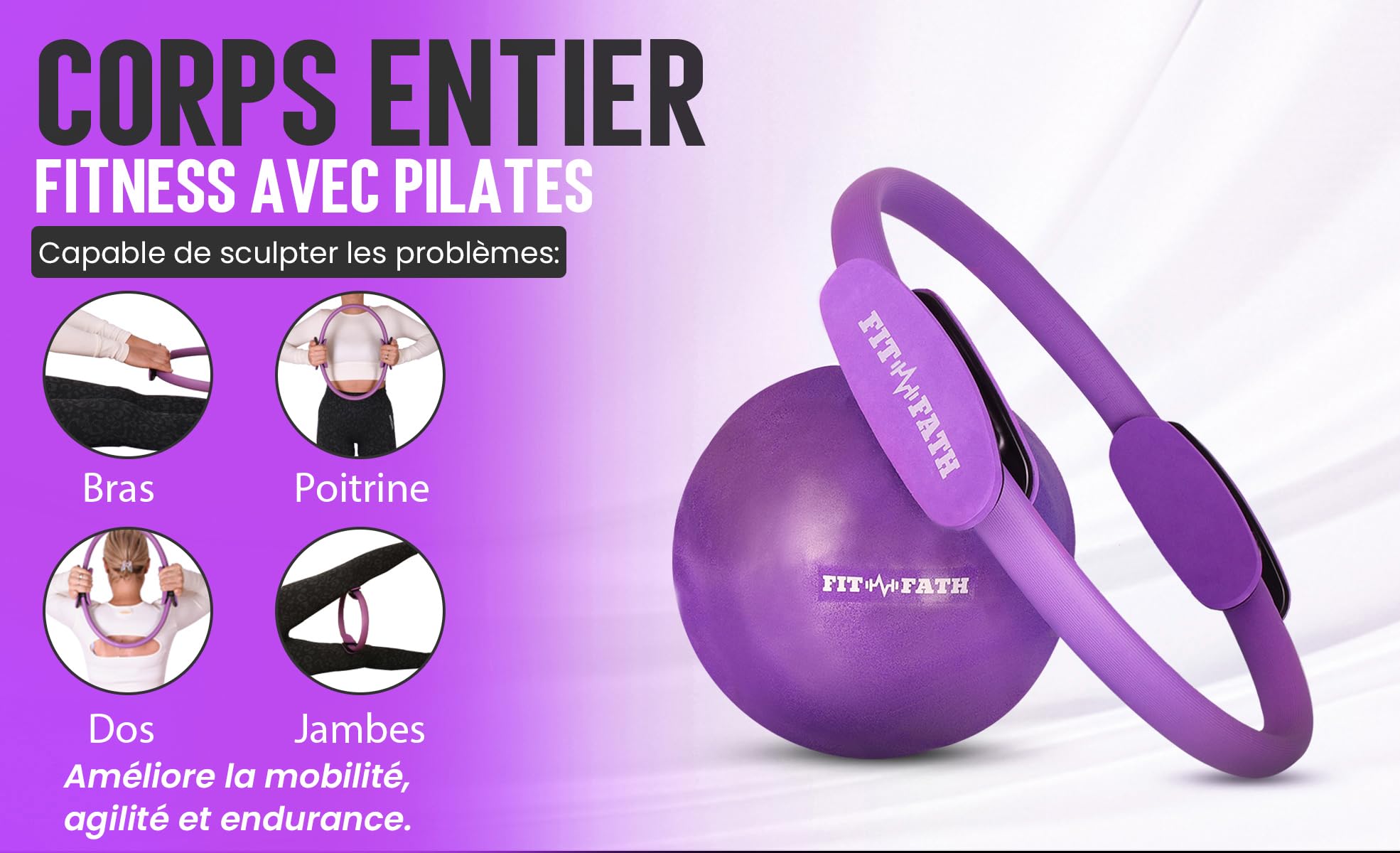 Anneau Pilates Cercle Accessoire Yoga Bande Résistance Fitness Sport Musculation Santé