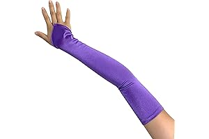 23" Long Fingerless Purple Bridal Satin Gloves Over the Elbow