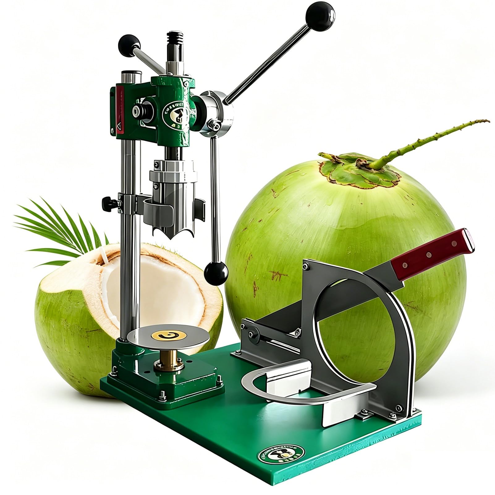 DNEPEI Safe & Stable Coconut Opening Machine, Circular Stainless Steel Fixing Bracket Holds Coconut Firmly, Non-Slip Base Manual Coconut Peeler for Commercial Kitchen IT-MCP3